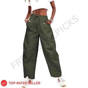 High Waist Barrel Parachute Cargo Pants Loose Fit Y2K Streetwear Hiking